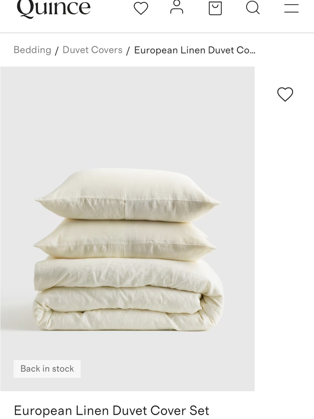 European Linen Duvet Cover Set Quince - Ivory